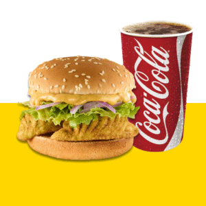 Crunchy Veg Momo Burger + Coke