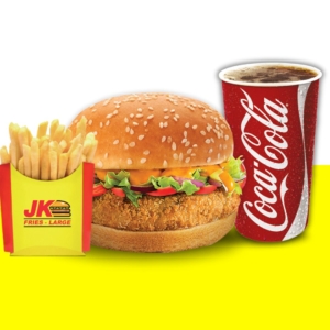 Macaroni Delight Burger + Coke + Fries